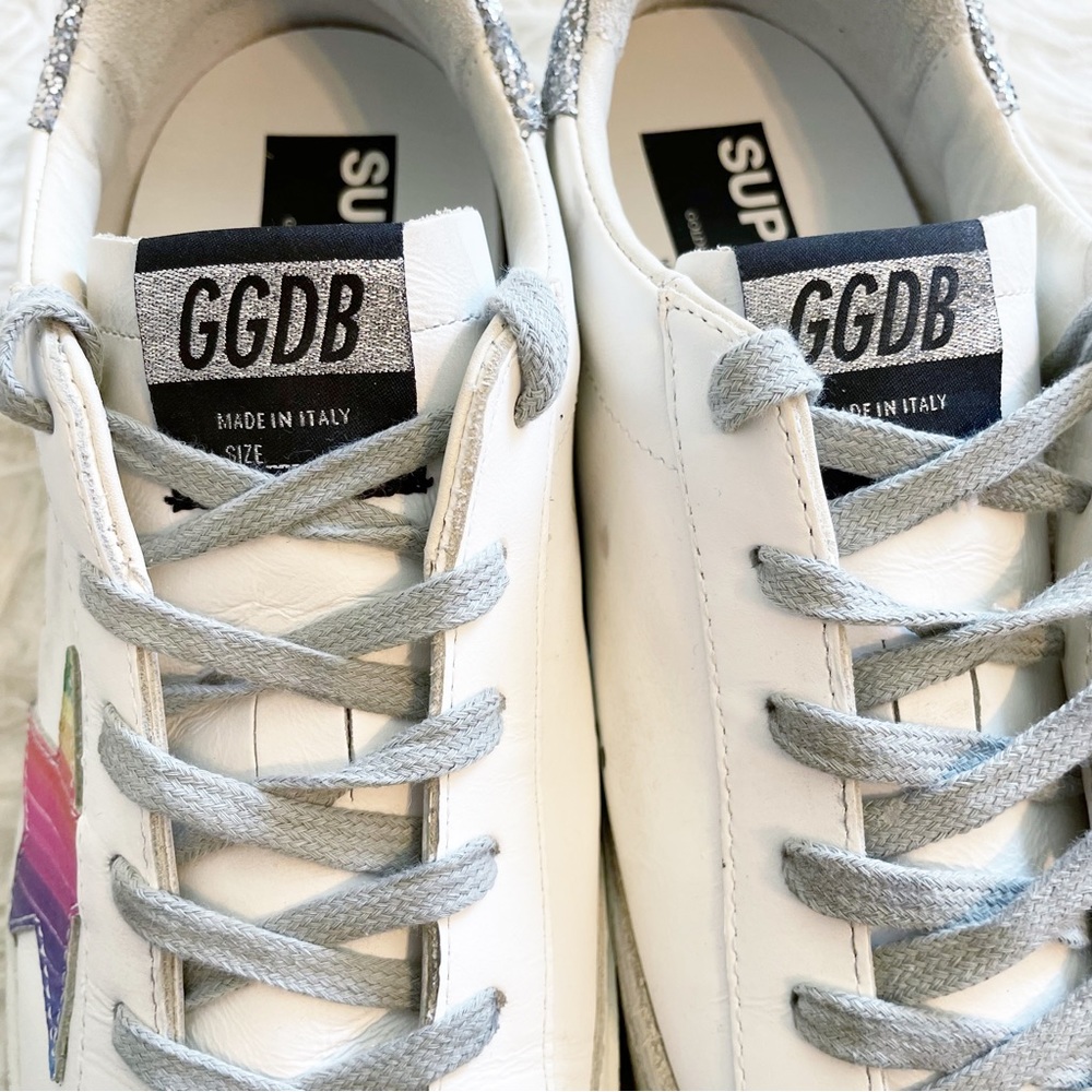 Golden Goose Superstar Rainbow Lace Up Sneaker size 40 NEW - Picture 10 of 14
